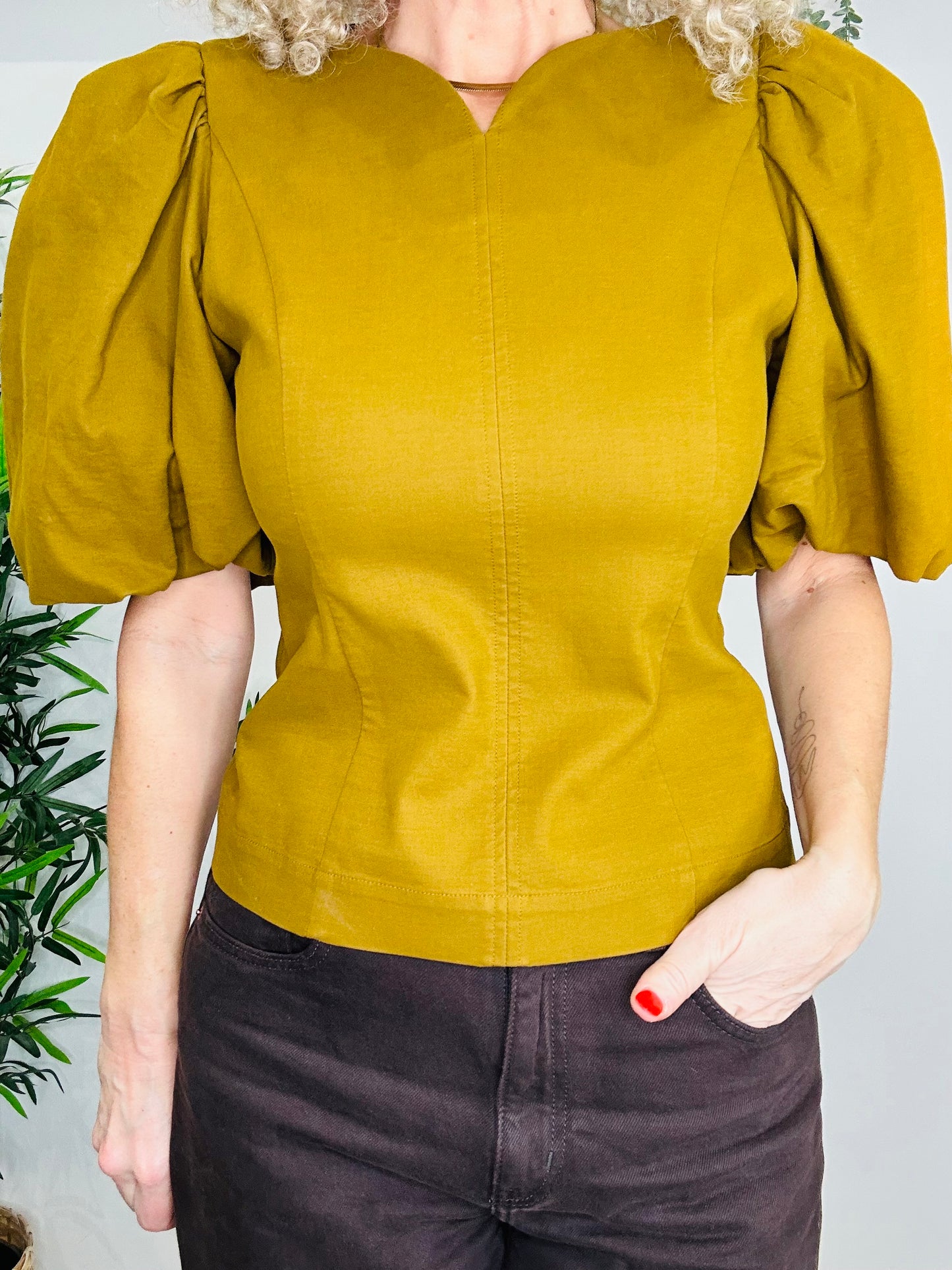 Cotton Puff Sleeve Top - Size 8