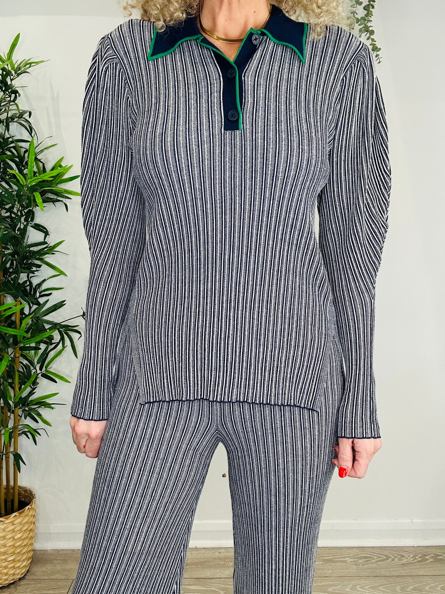 Striped Rib Knit Set - Size M