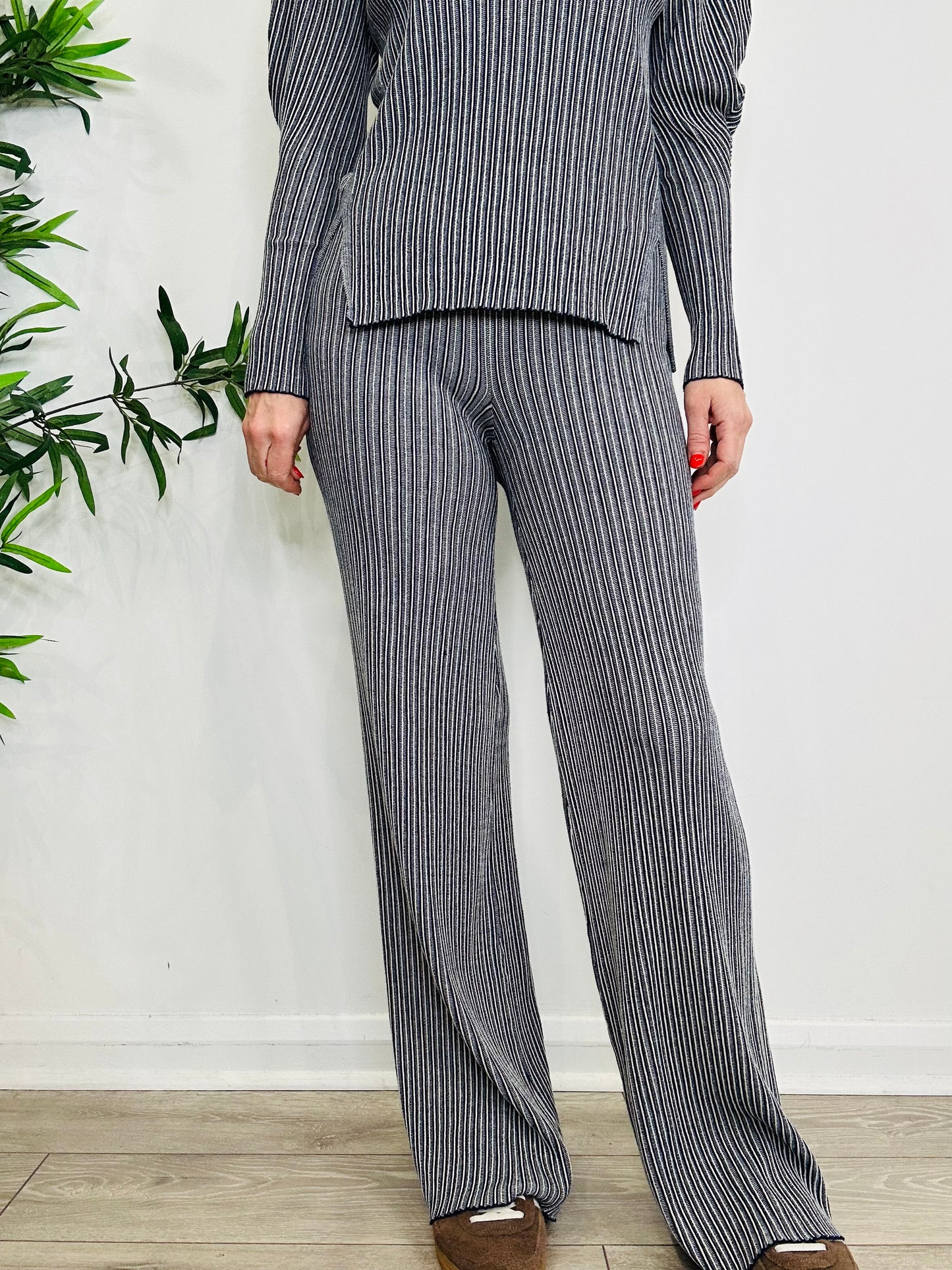 Striped Rib Knit Set - Size M