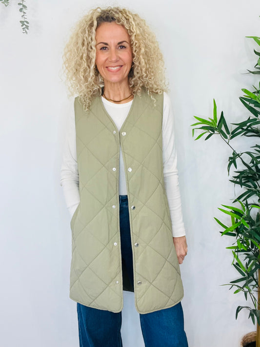 Longline Quilted Gilet - Size M