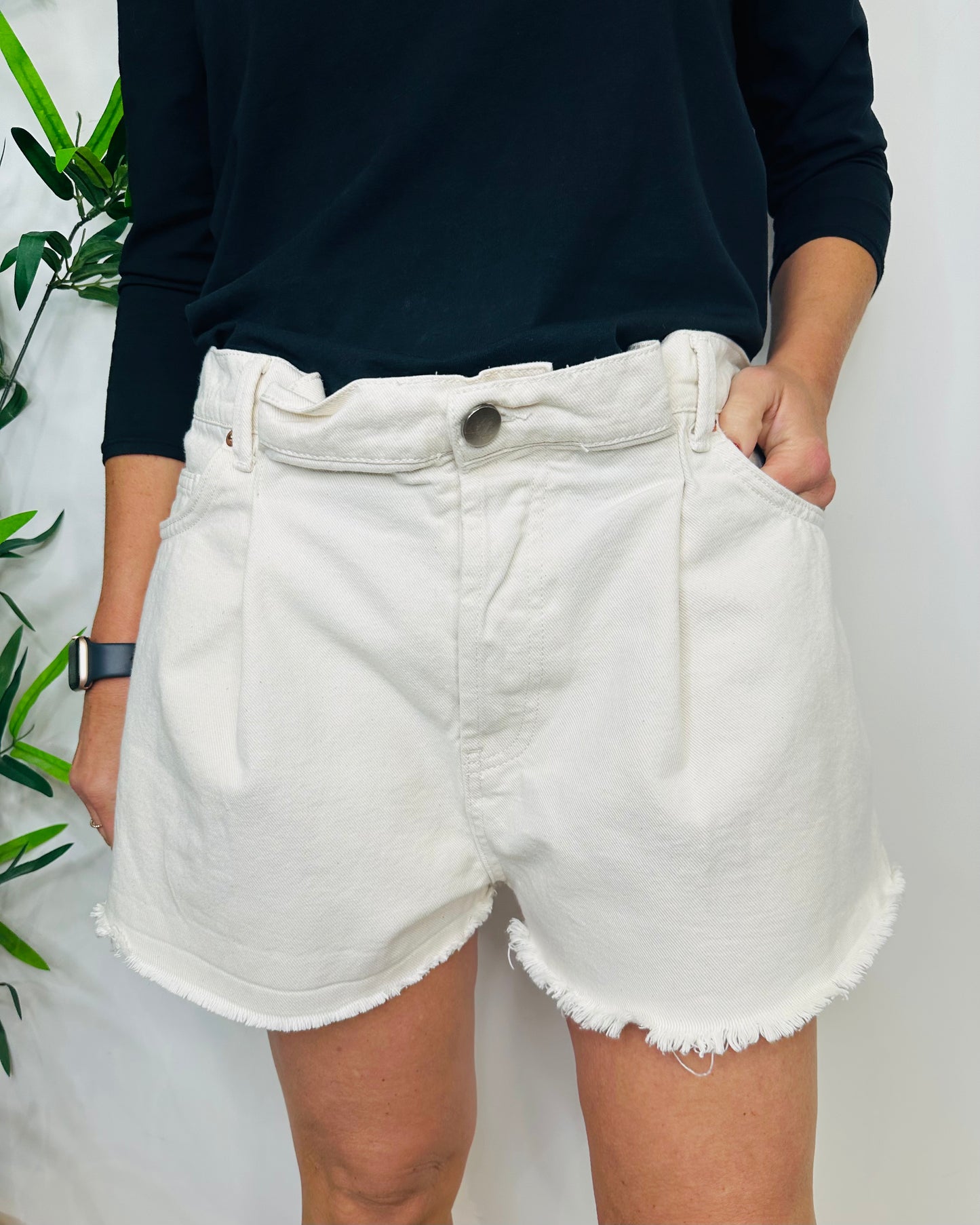 Fold Denim Shorts - Size 30