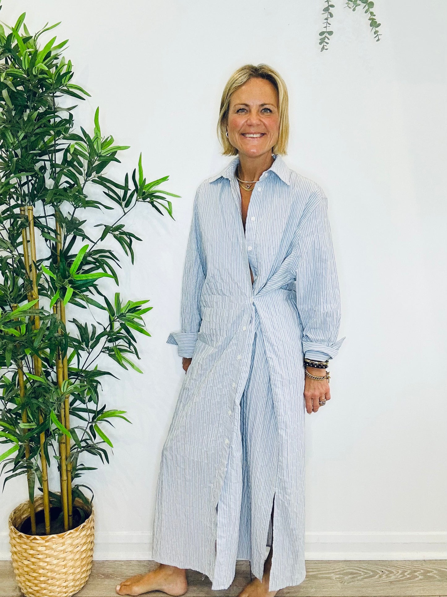 Striped Shirt Dress - Size 12