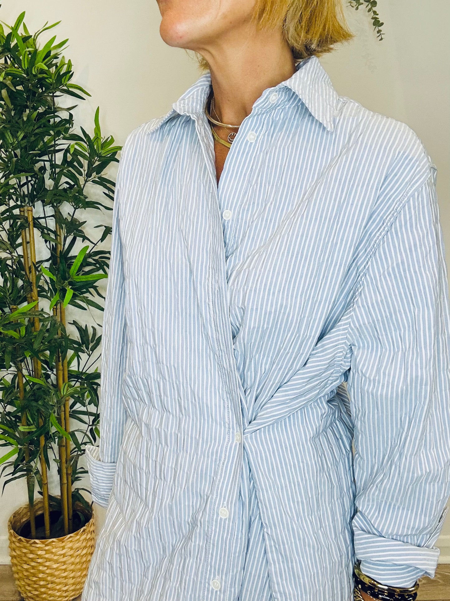 Striped Shirt Dress - Size 12