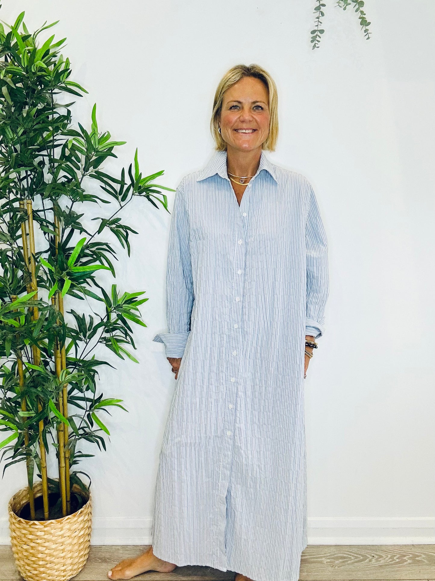 Striped Shirt Dress - Size 12