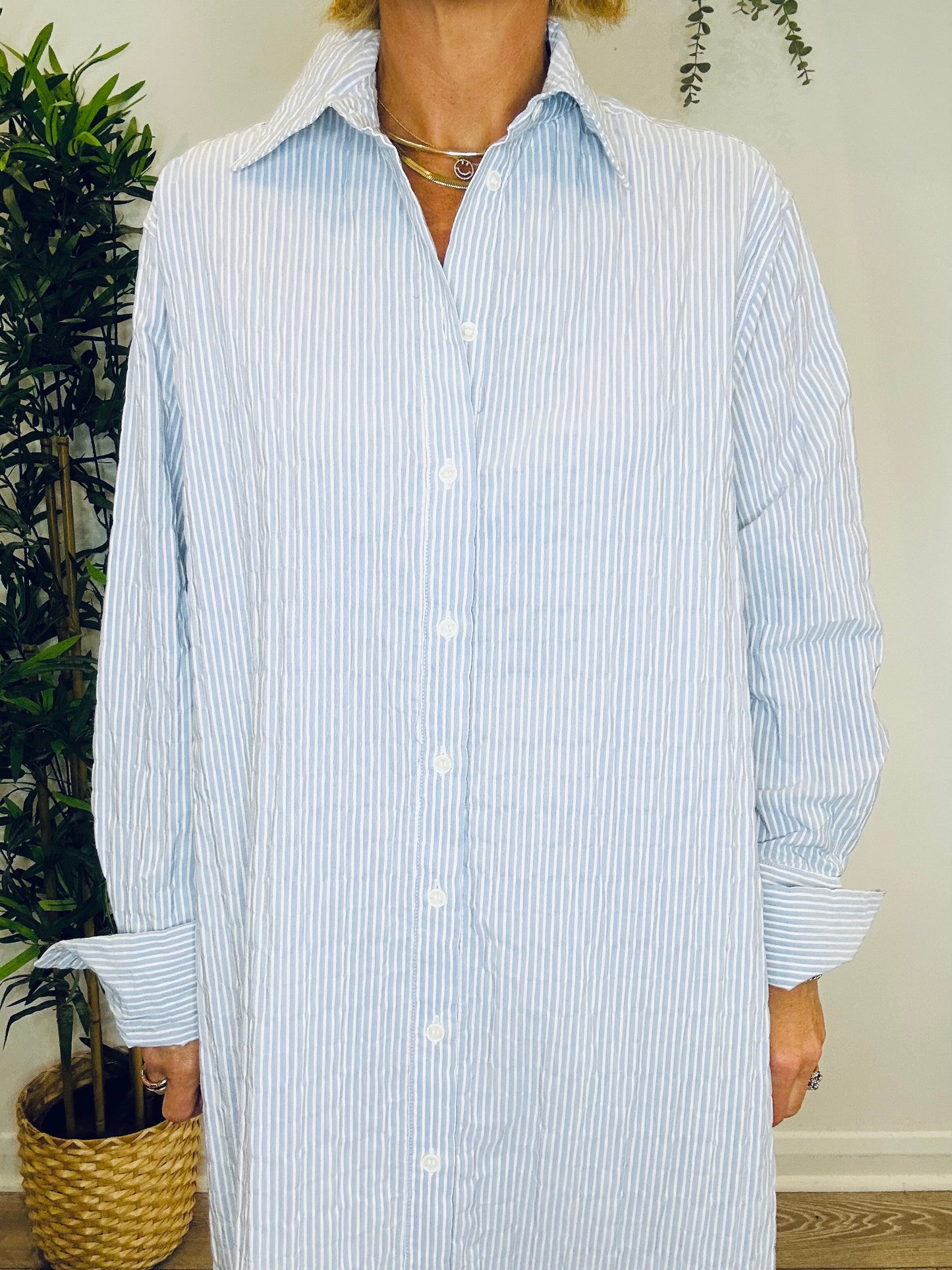 Striped Shirt Dress - Size 12