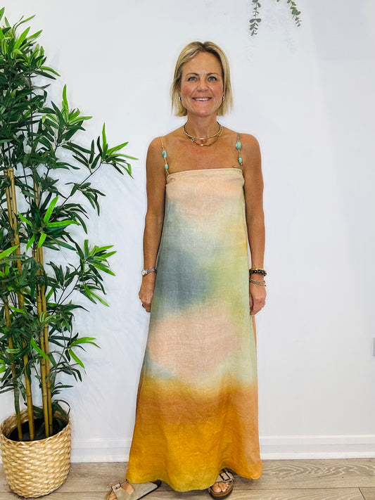 Ombre Linen Dress - Size S