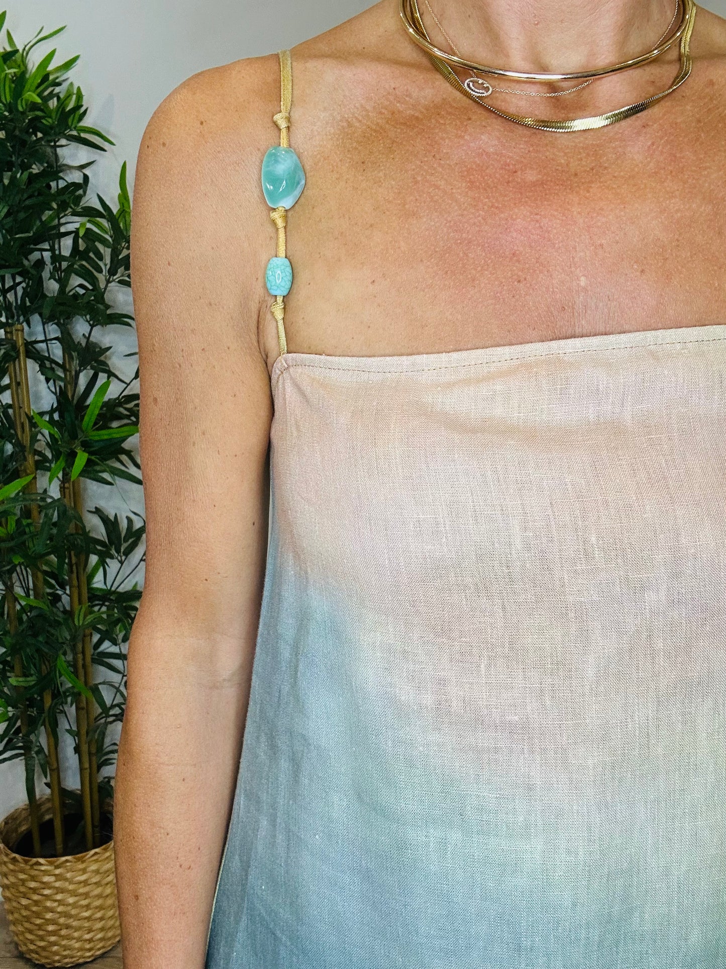 Ombre Linen Dress - Size S