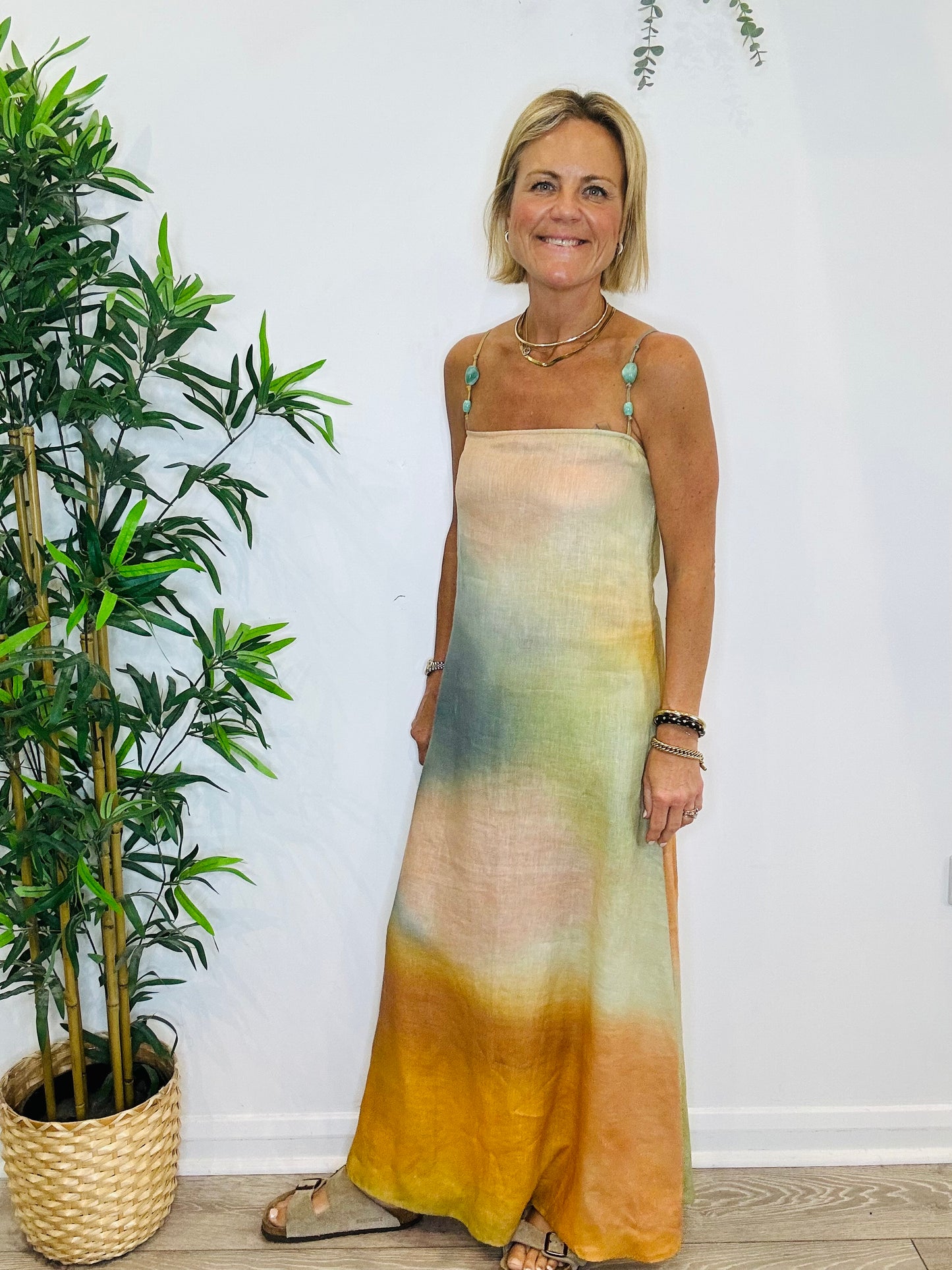 Ombre Linen Dress - Size S