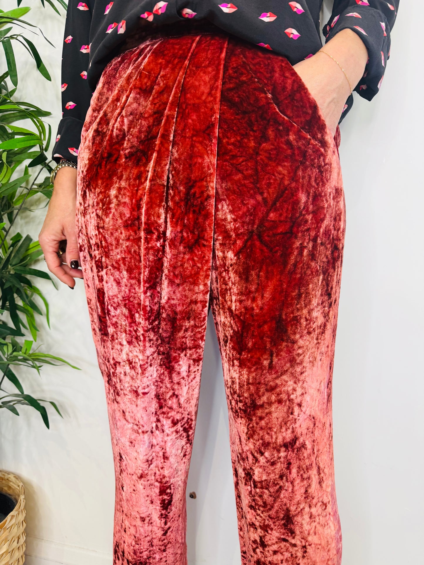 Crushed Velvet Trousers - Size 36