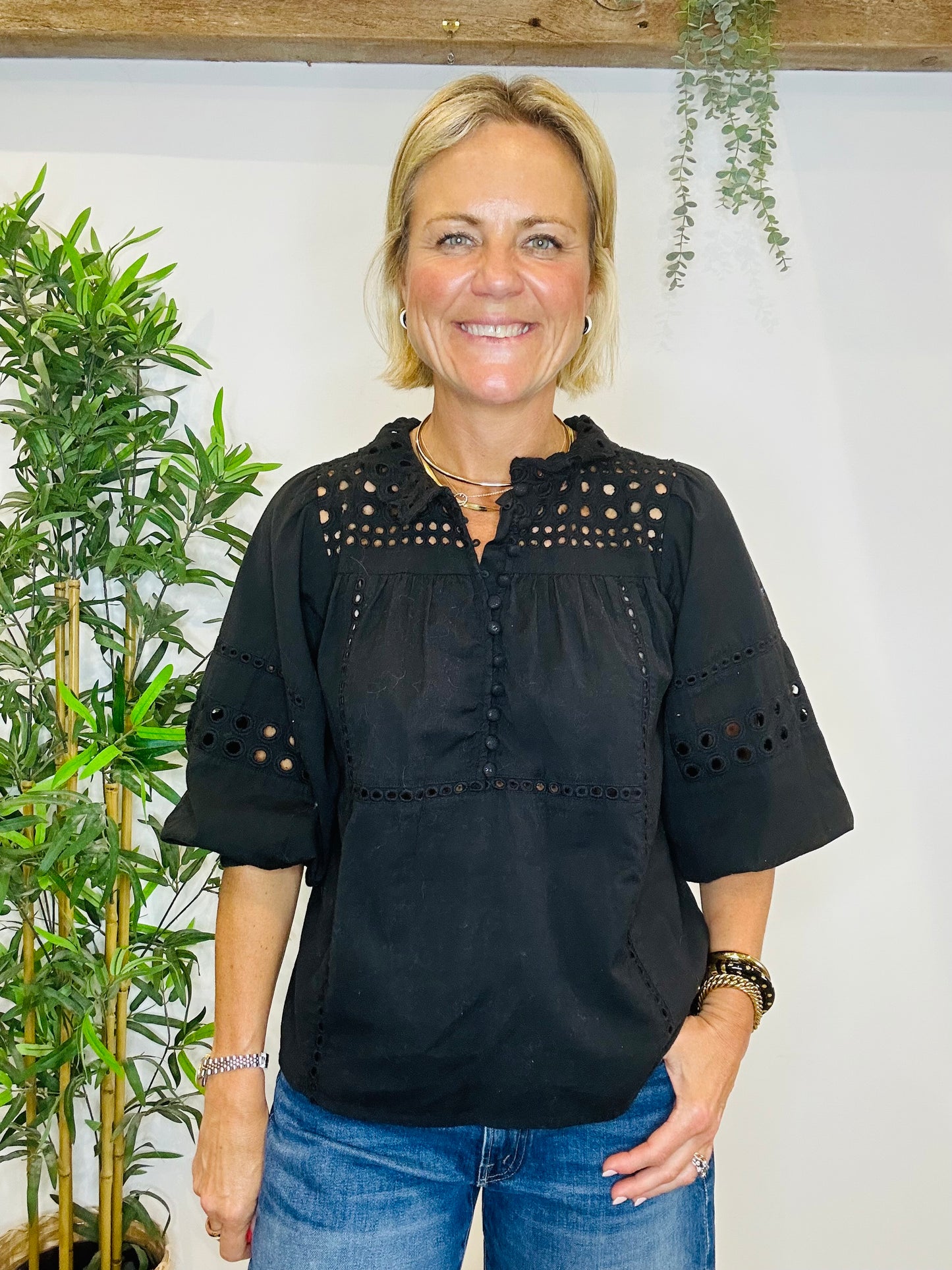 Brunie Broderie Blouse - Size XS