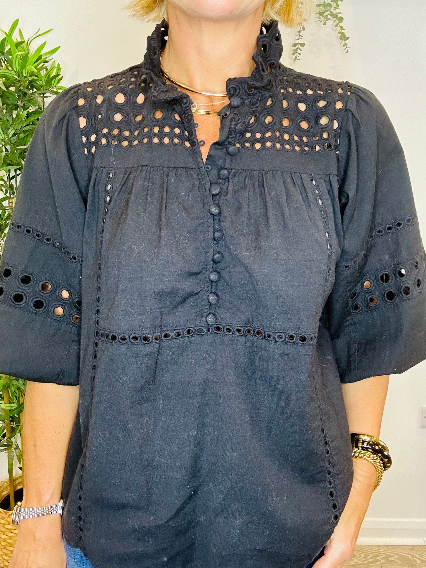 Brunie Broderie Blouse - Size XS