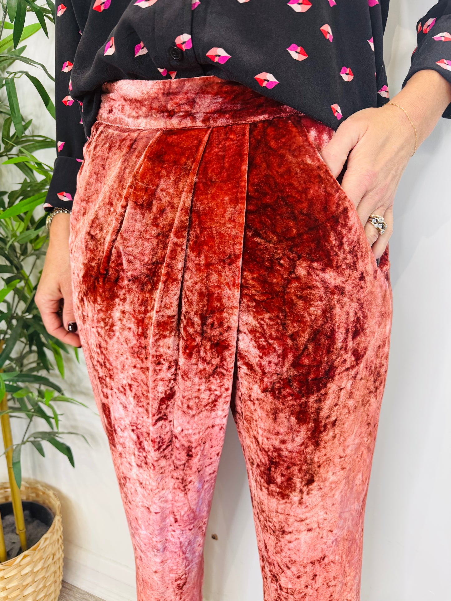 Crushed Velvet Trousers - Size 36