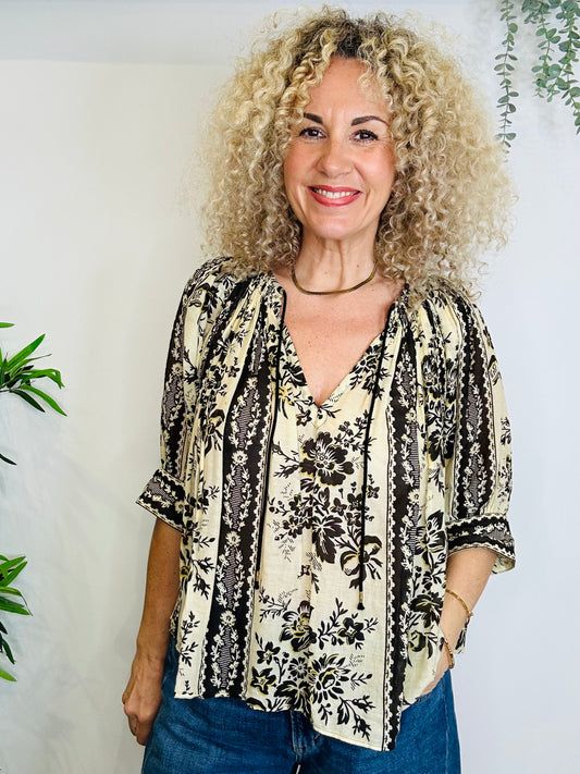 Patterned Cotton Blouse - Size M