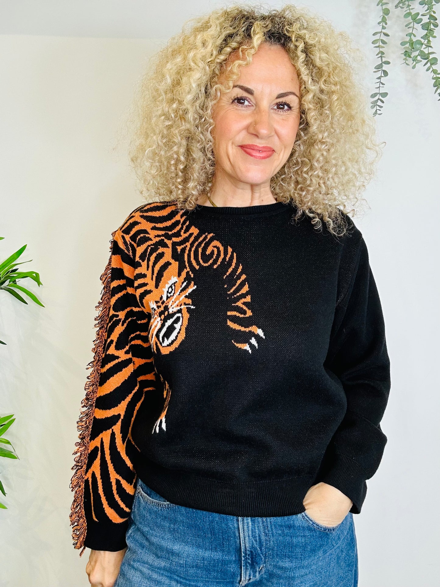 Fringed Tiger Jumper - Size S