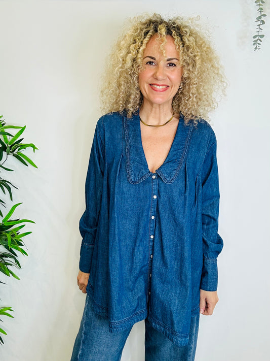 Oversized Denim Shirt - Size XS