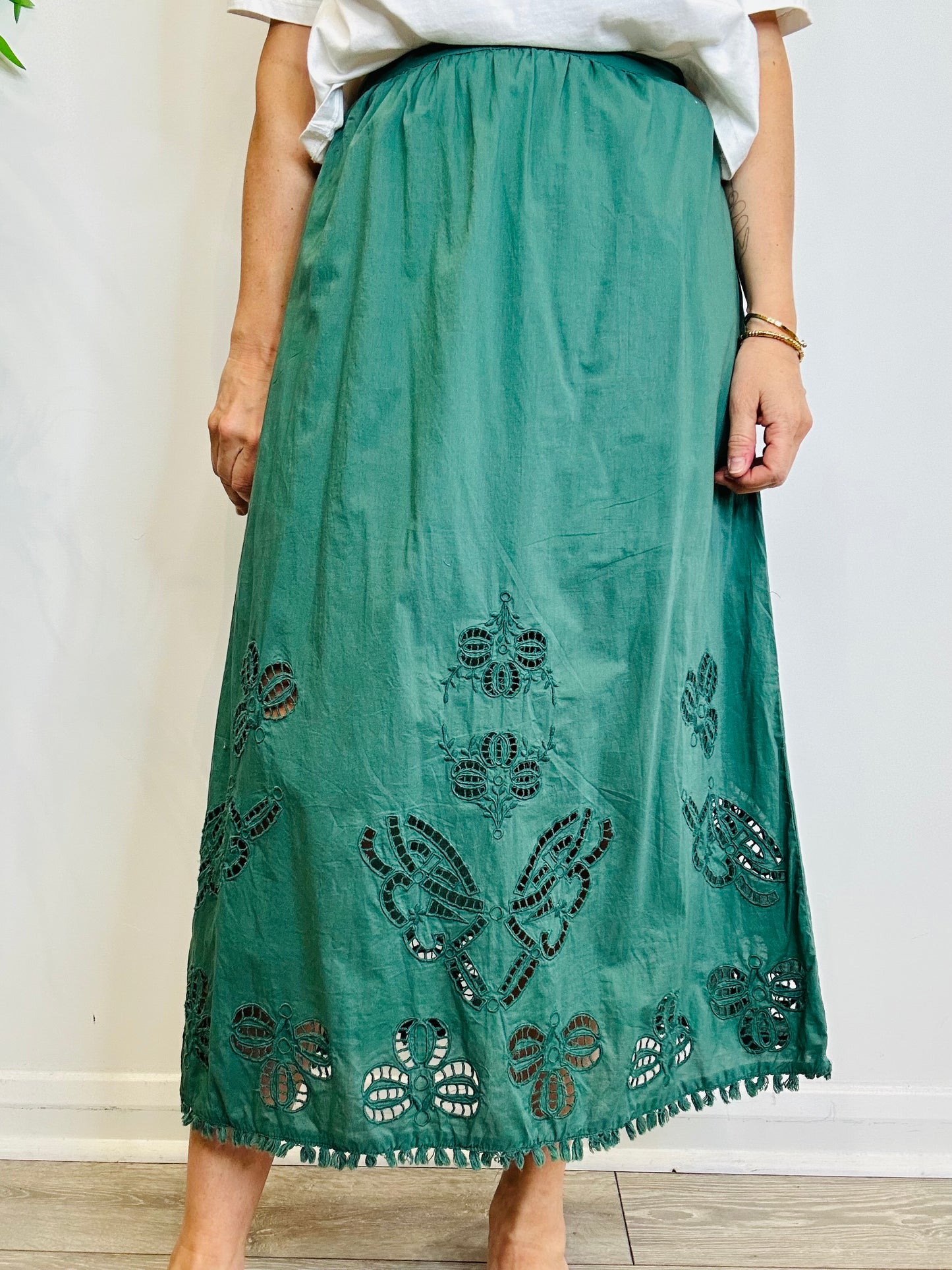 Cotton Broderie Skirt - Size 38