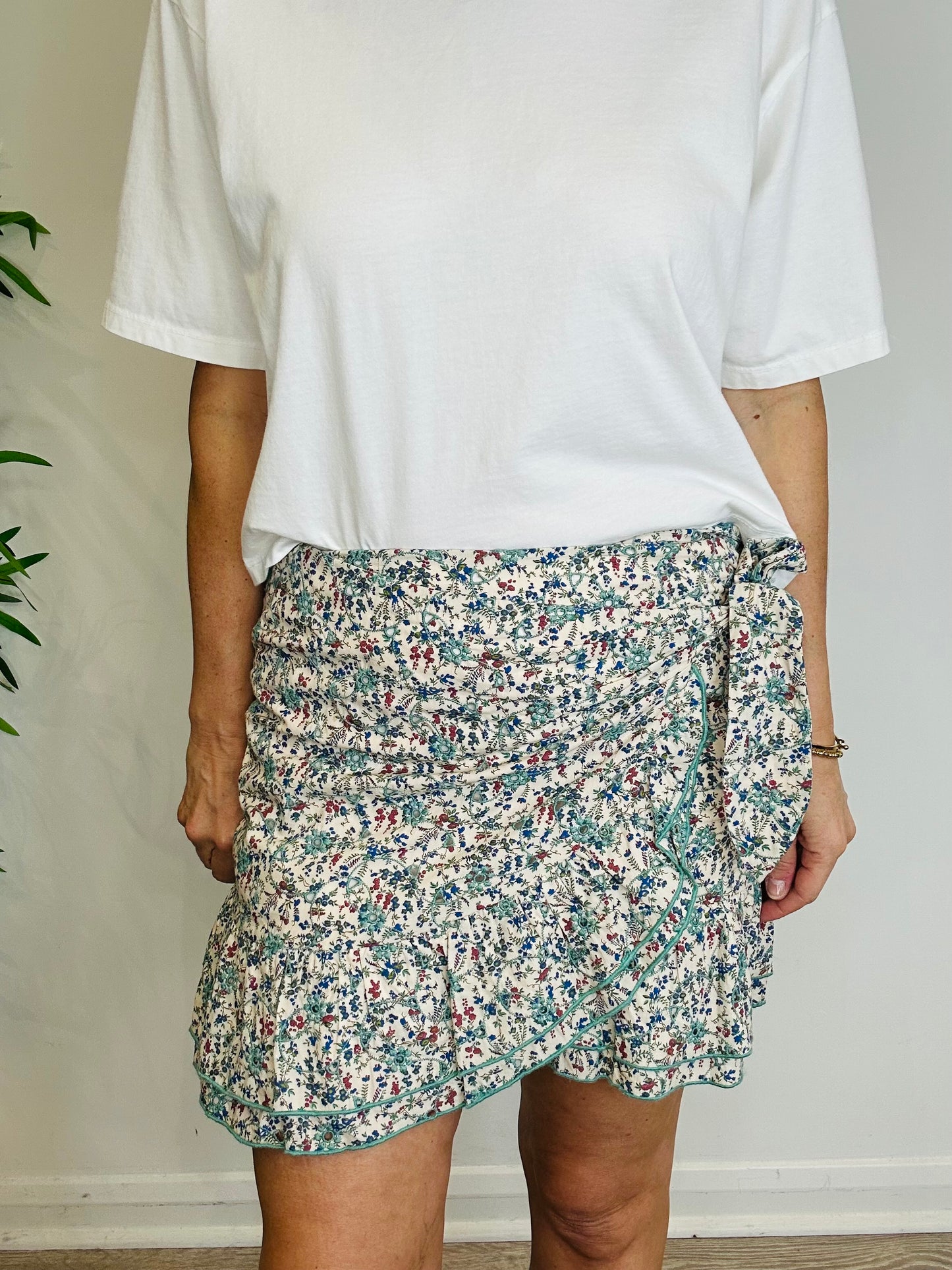 Floral Broderie Wrap Skirt - Size 40