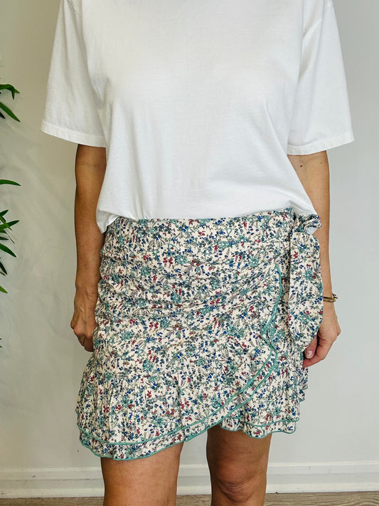 Floral Broderie Wrap Skirt - Size 40
