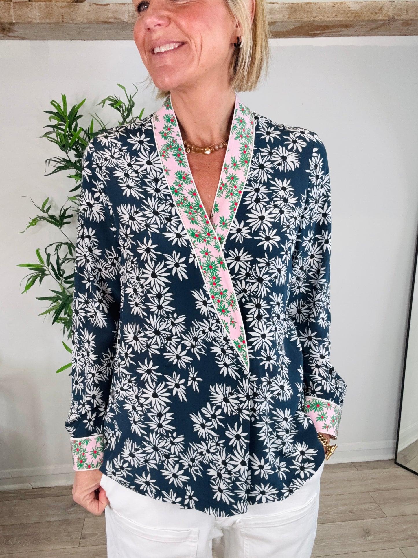 Floral Silk Shirt - Size M