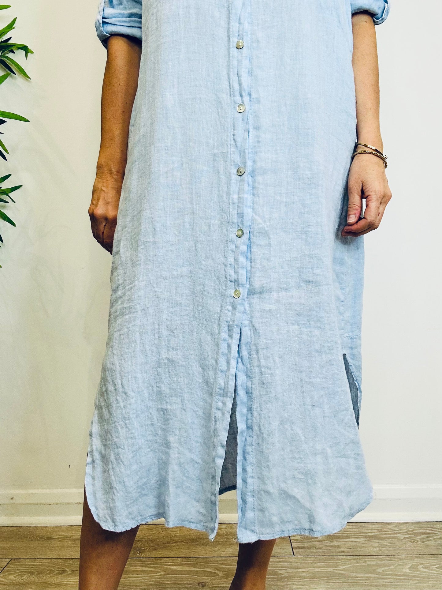 Linen Shirt Dress - O/S