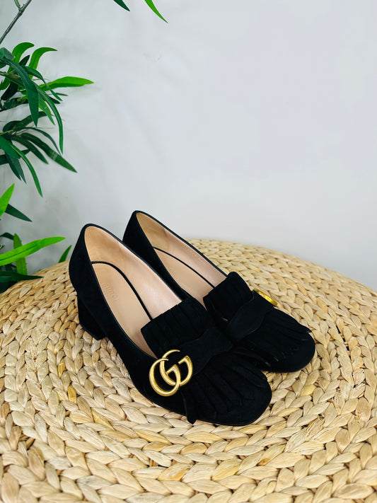 Marmont Suede Fringed Heels - Size 38.5
