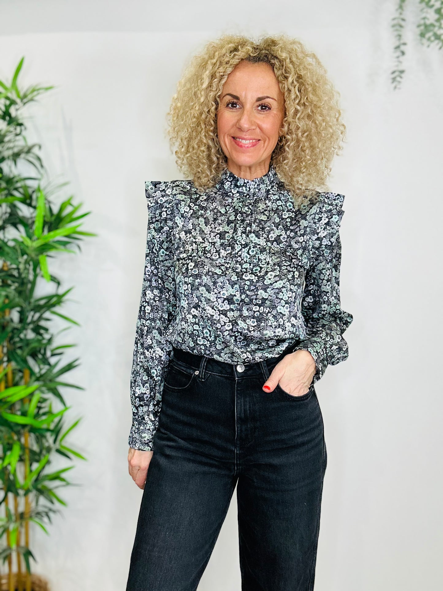 Floral Silk Blouse - Size M