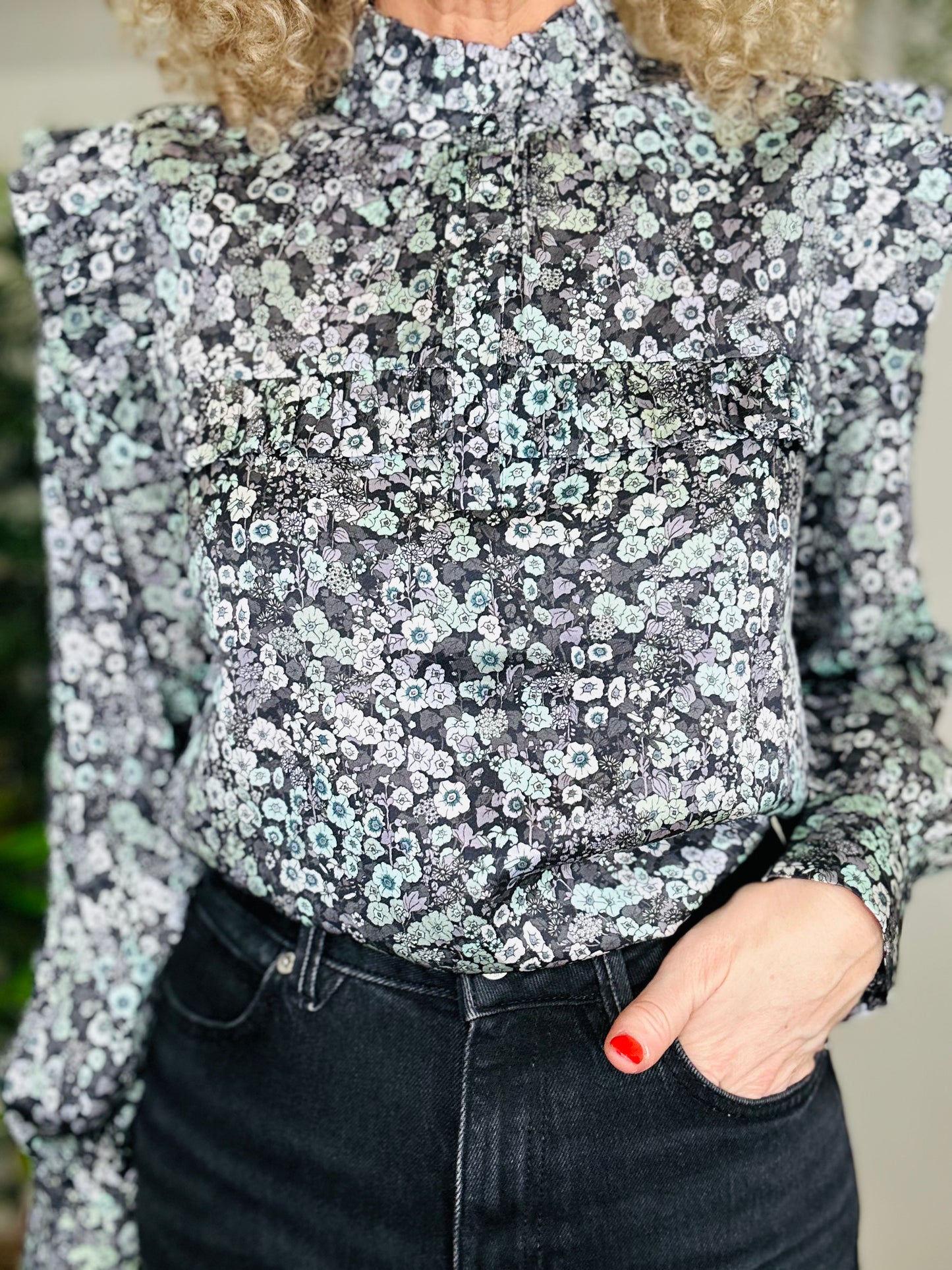 Floral Silk Blouse - Size M