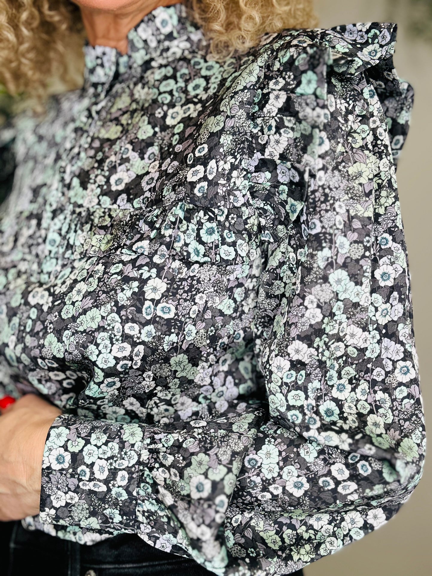 Floral Silk Blouse - Size M