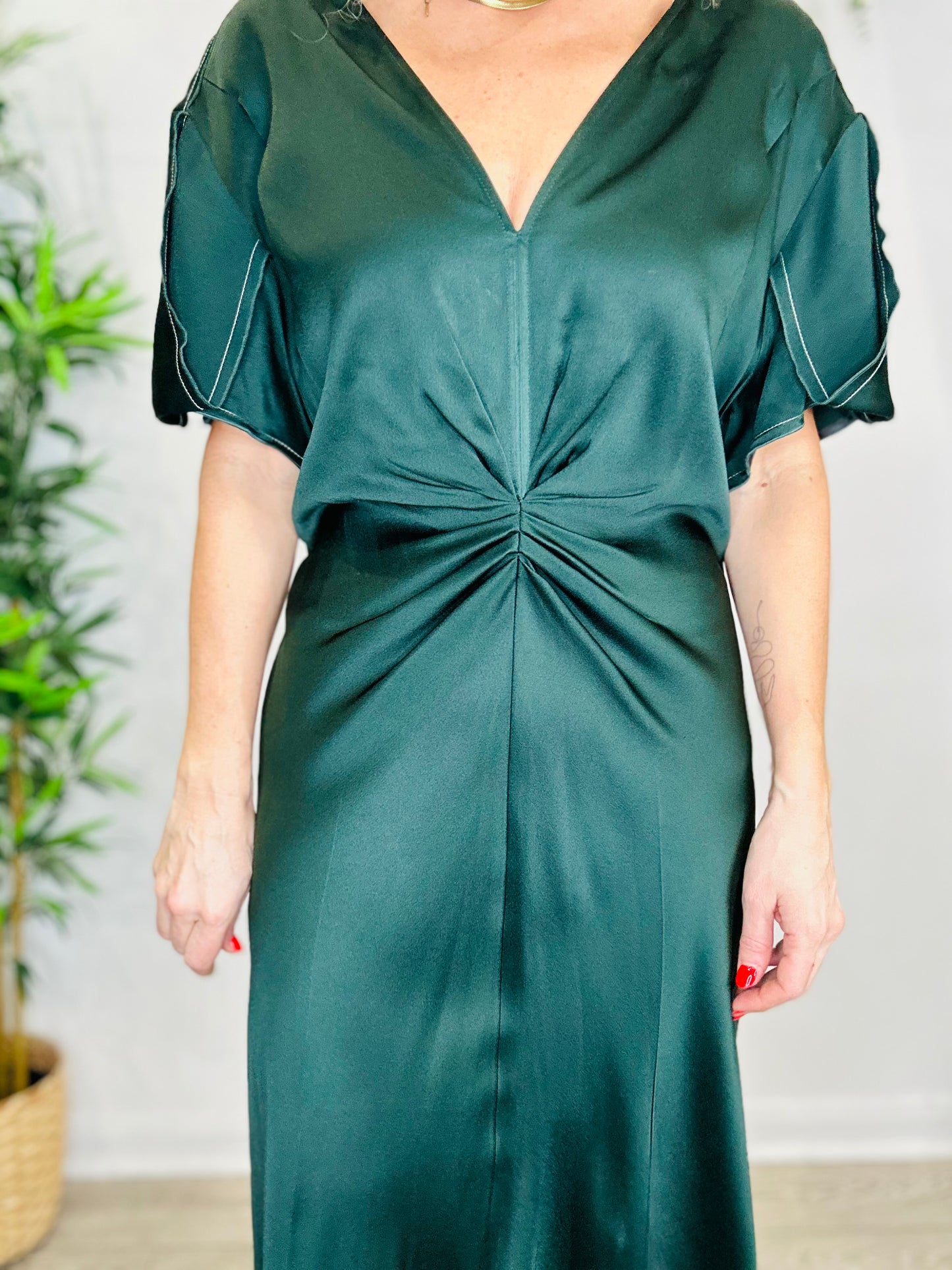 Satin Midi Dress - Size 14