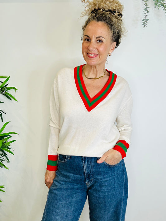 Cashmere Blend Cricket Jumper - Size M