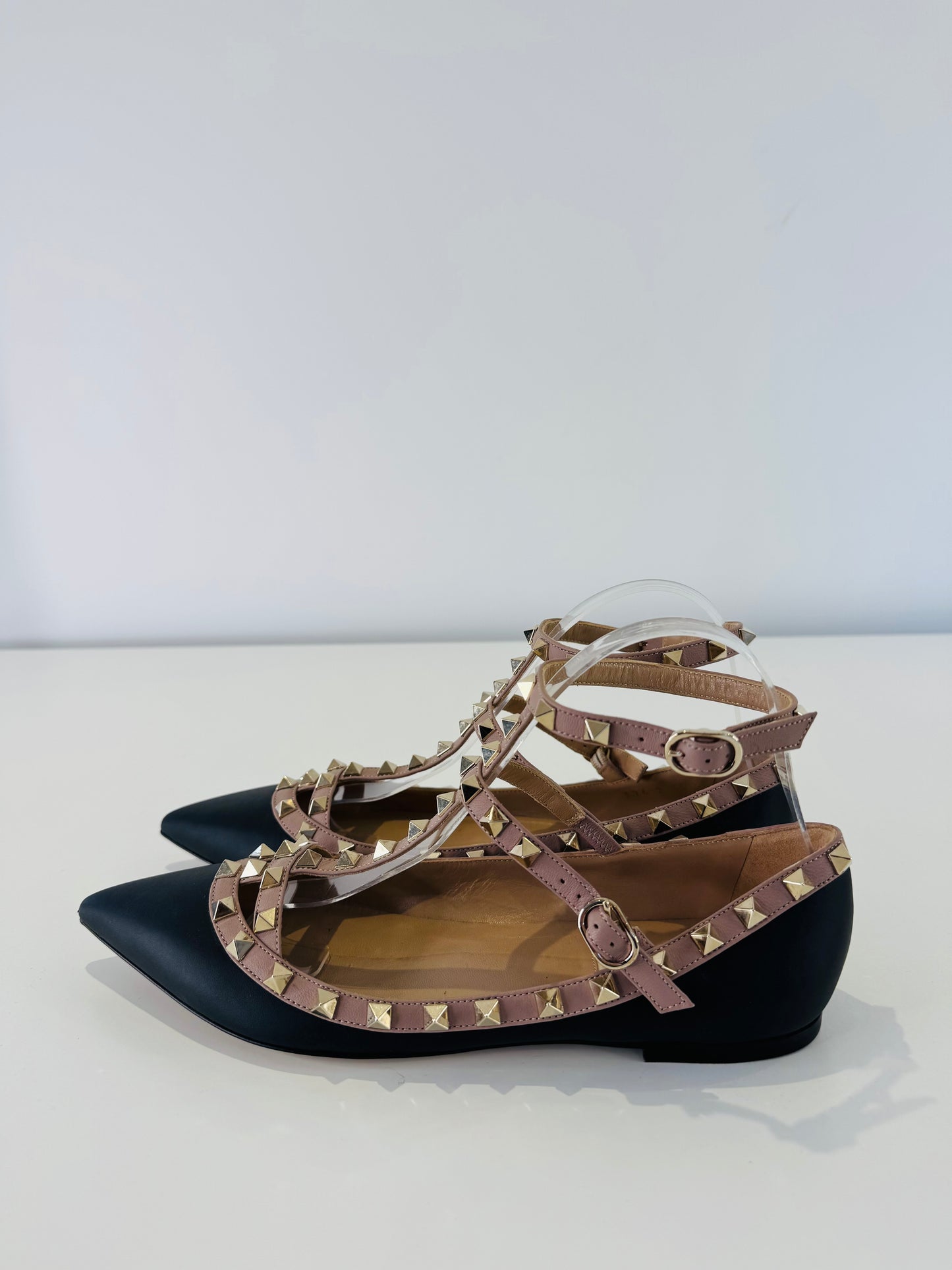 Rockstud Leather Flats - Size 39.5