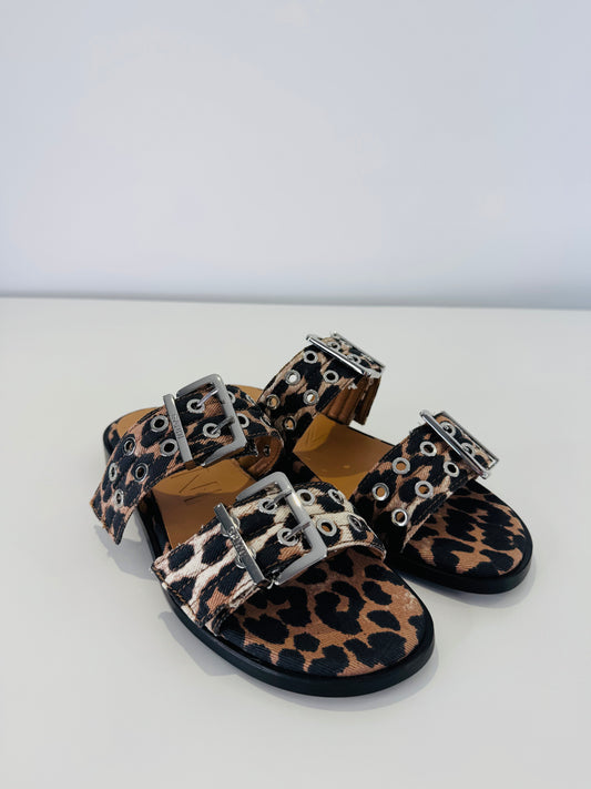 Leopard Print Sandals - Size 40