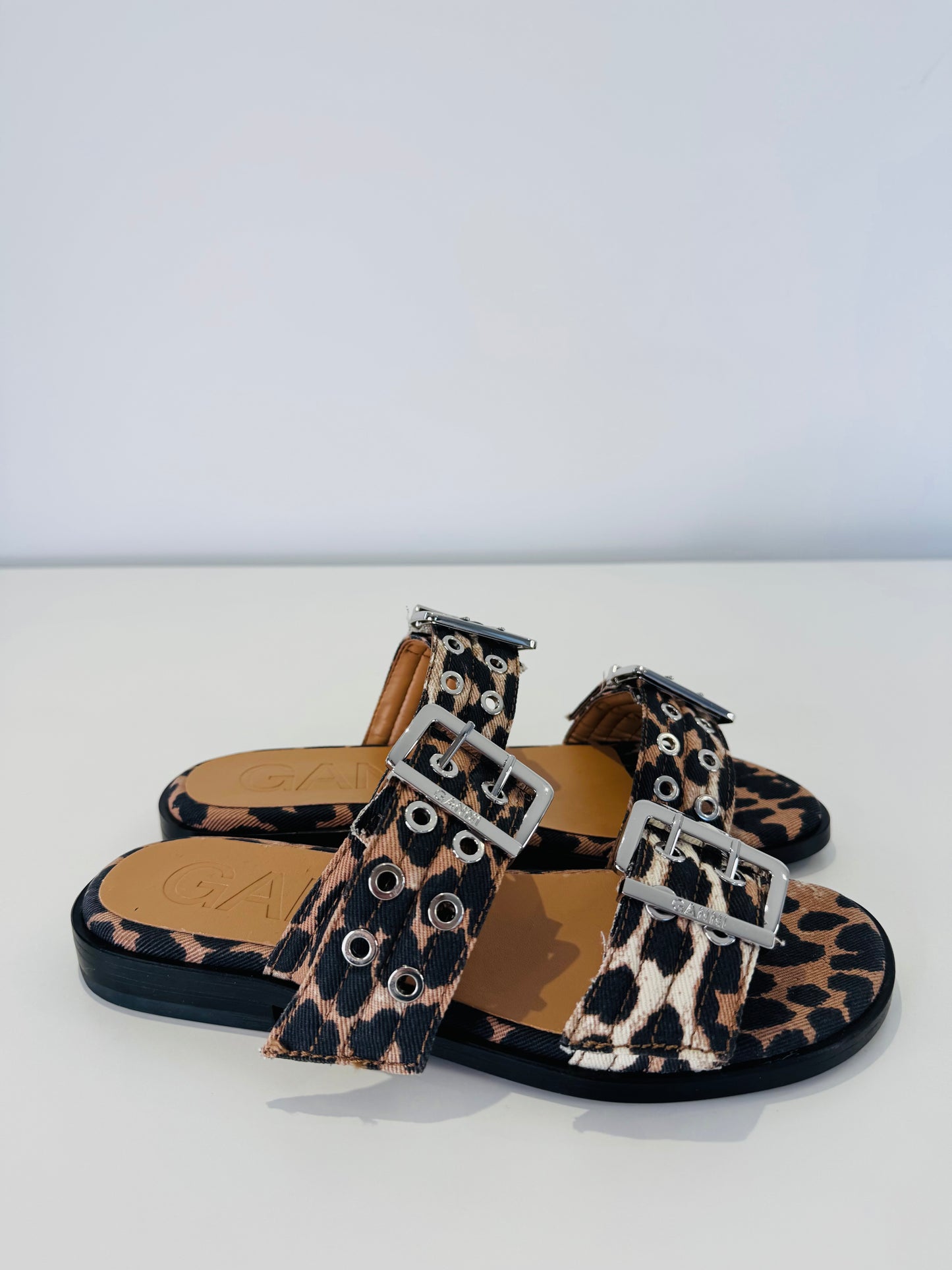 Leopard Print Sandals - Size 40