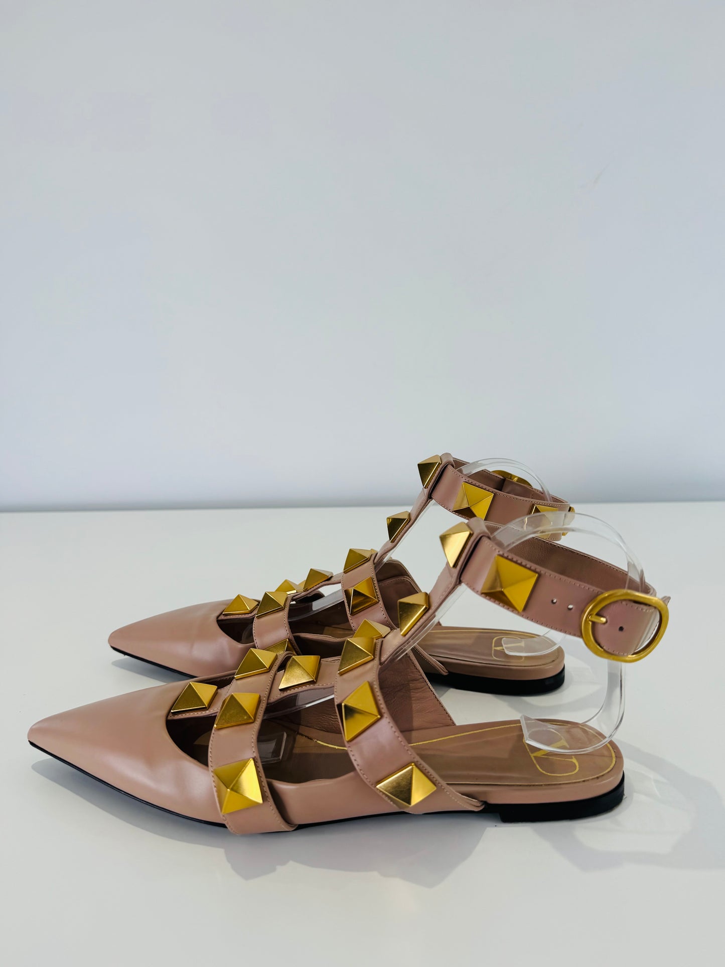 Roman Rockstud Leather Mules - Size 40