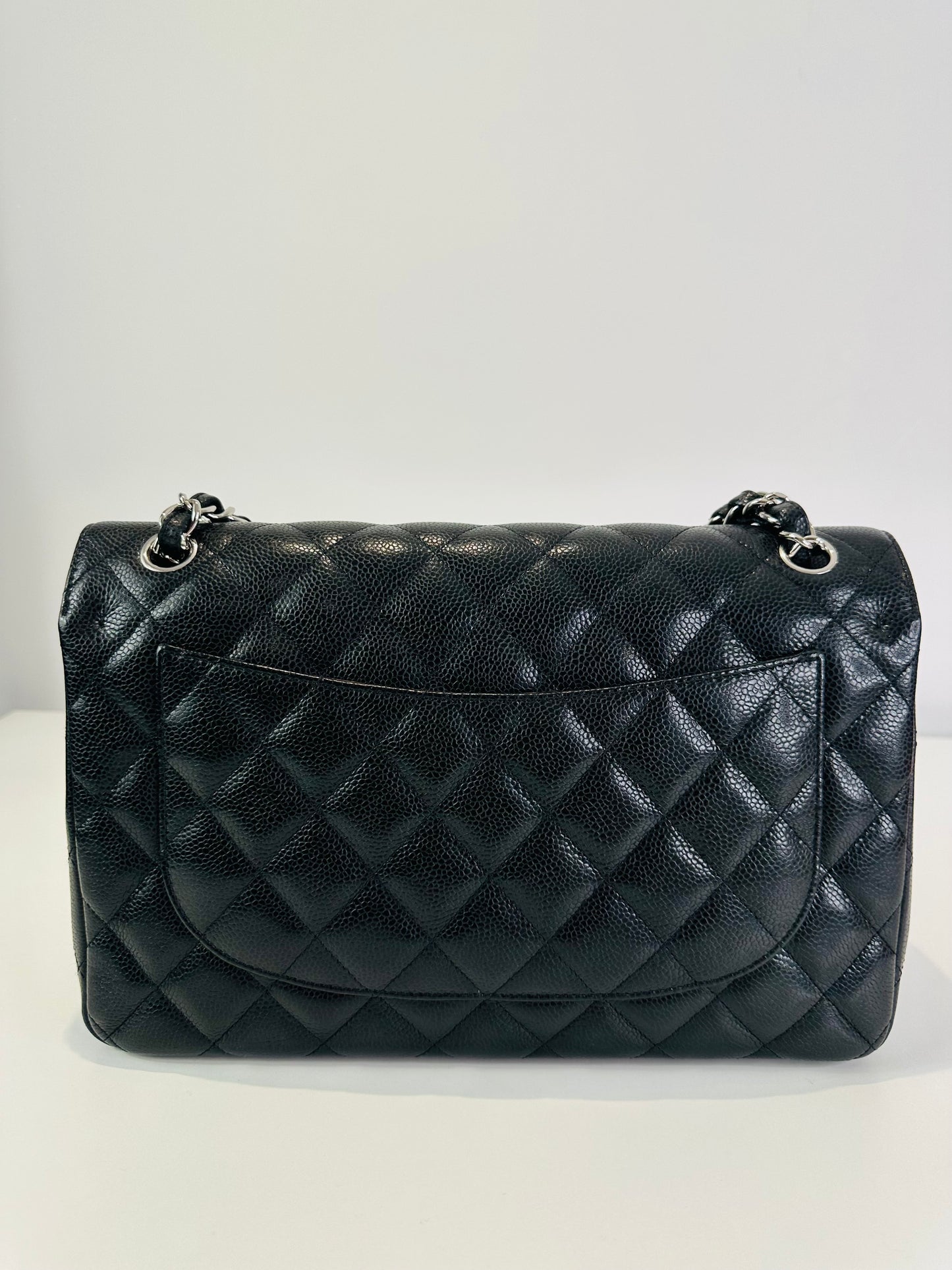 Jumbo Classic Caviar Leather Double Flap Bag