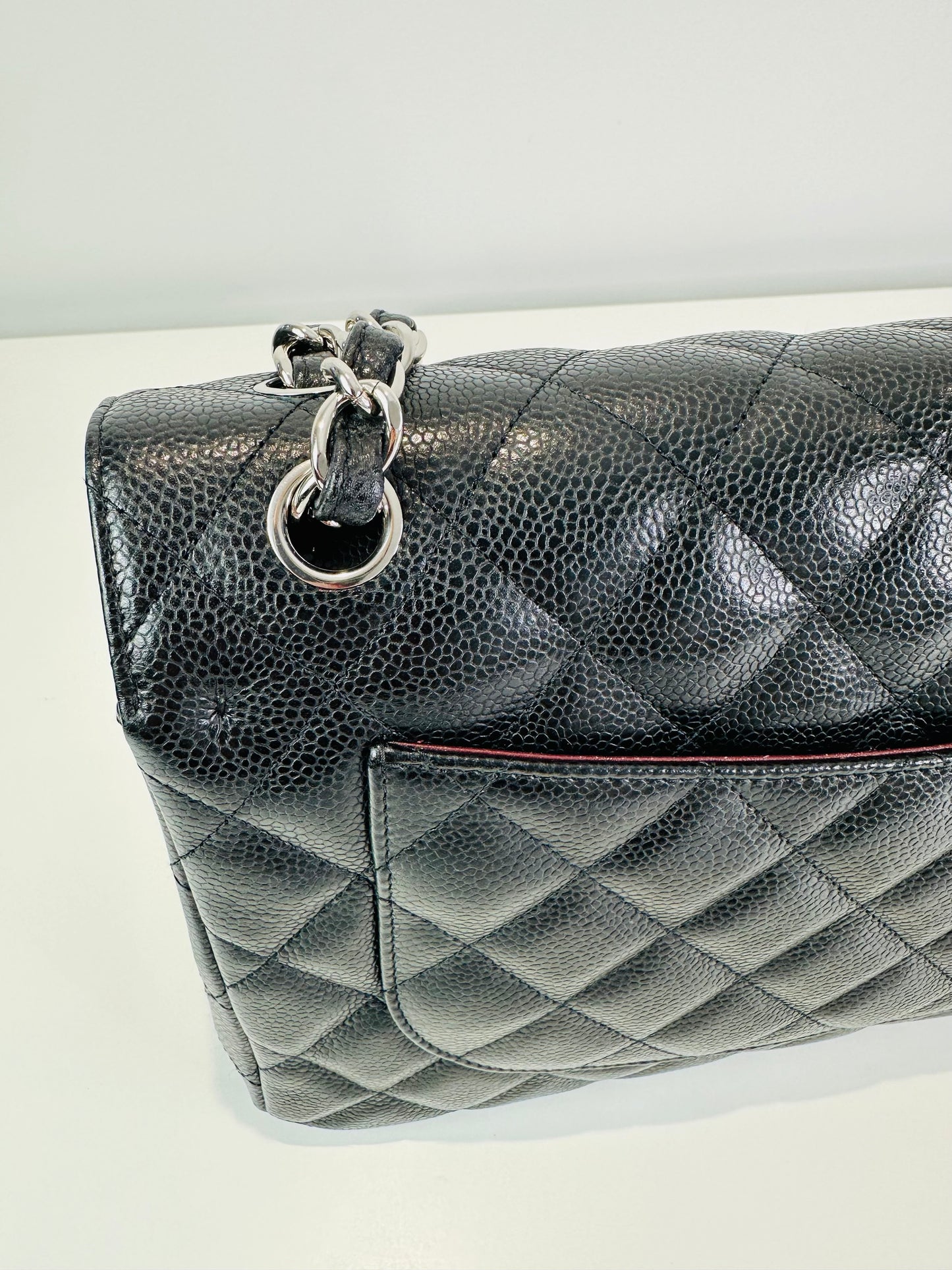 Jumbo Classic Caviar Leather Double Flap Bag