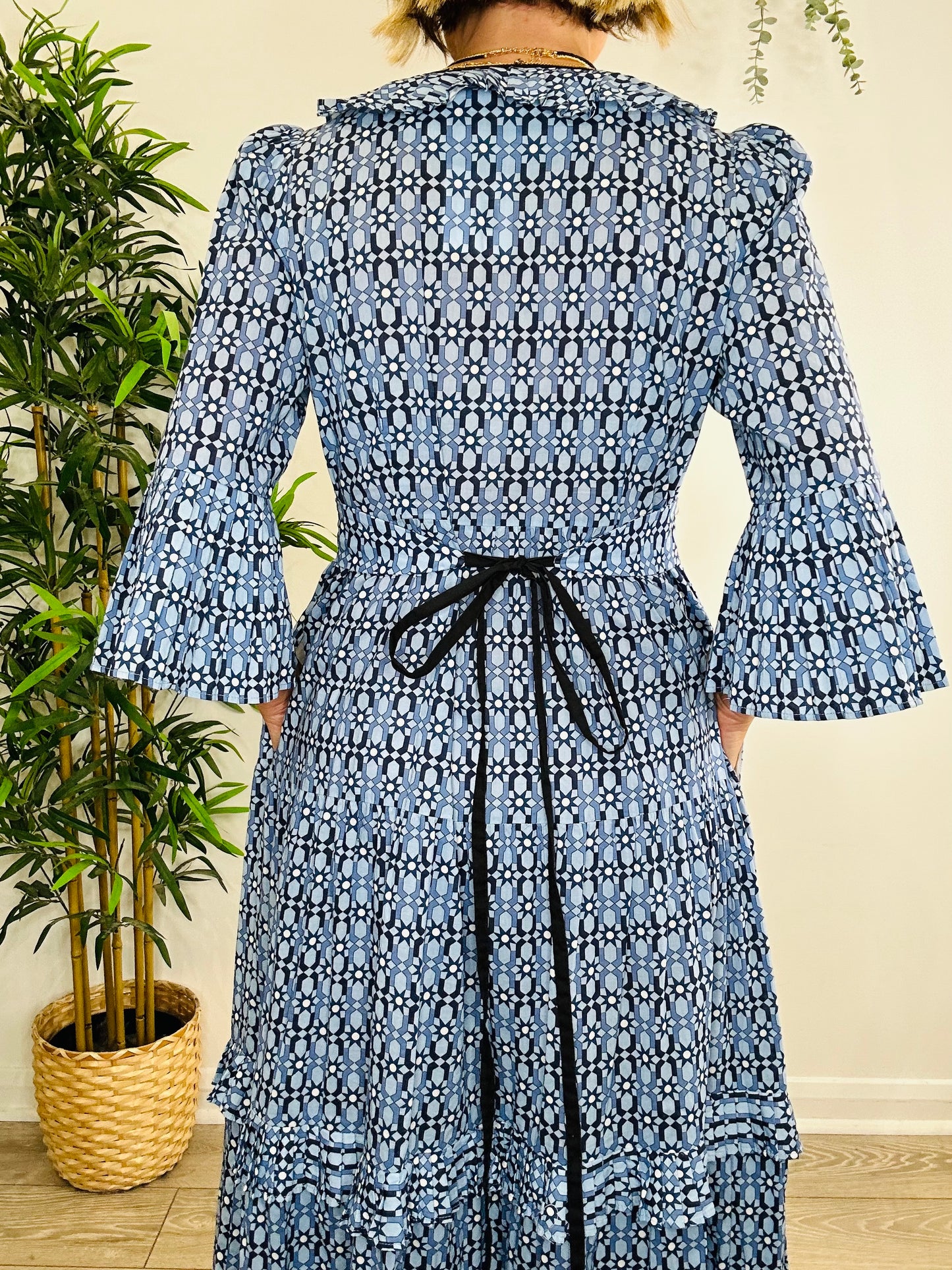 Patterned Tiered Dress - Size 12