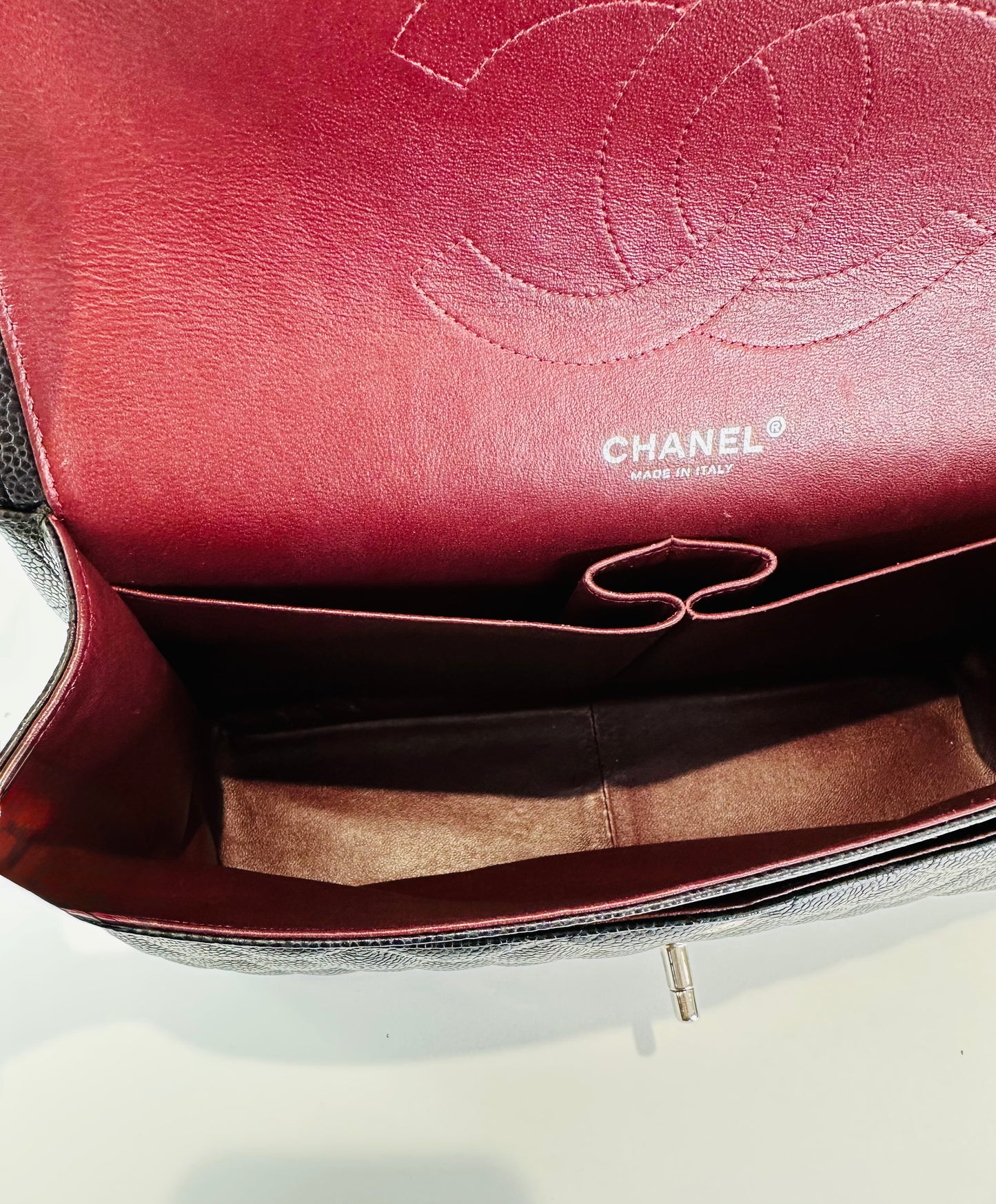 Jumbo Classic Caviar Leather Double Flap Bag