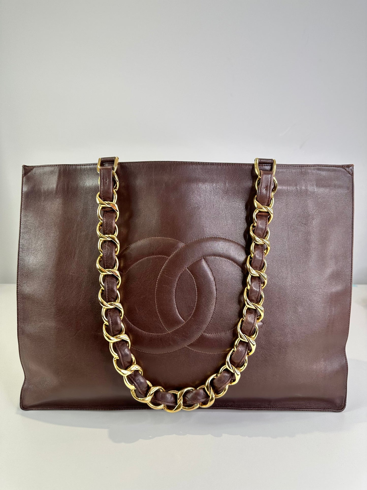Vintage Leather Chain Strap Shoulder Bag