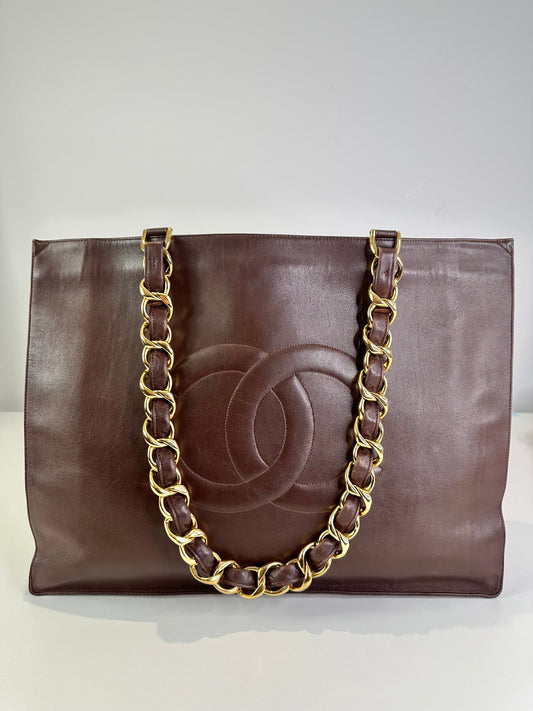 Vintage Leather Chain Strap Shoulder Bag
