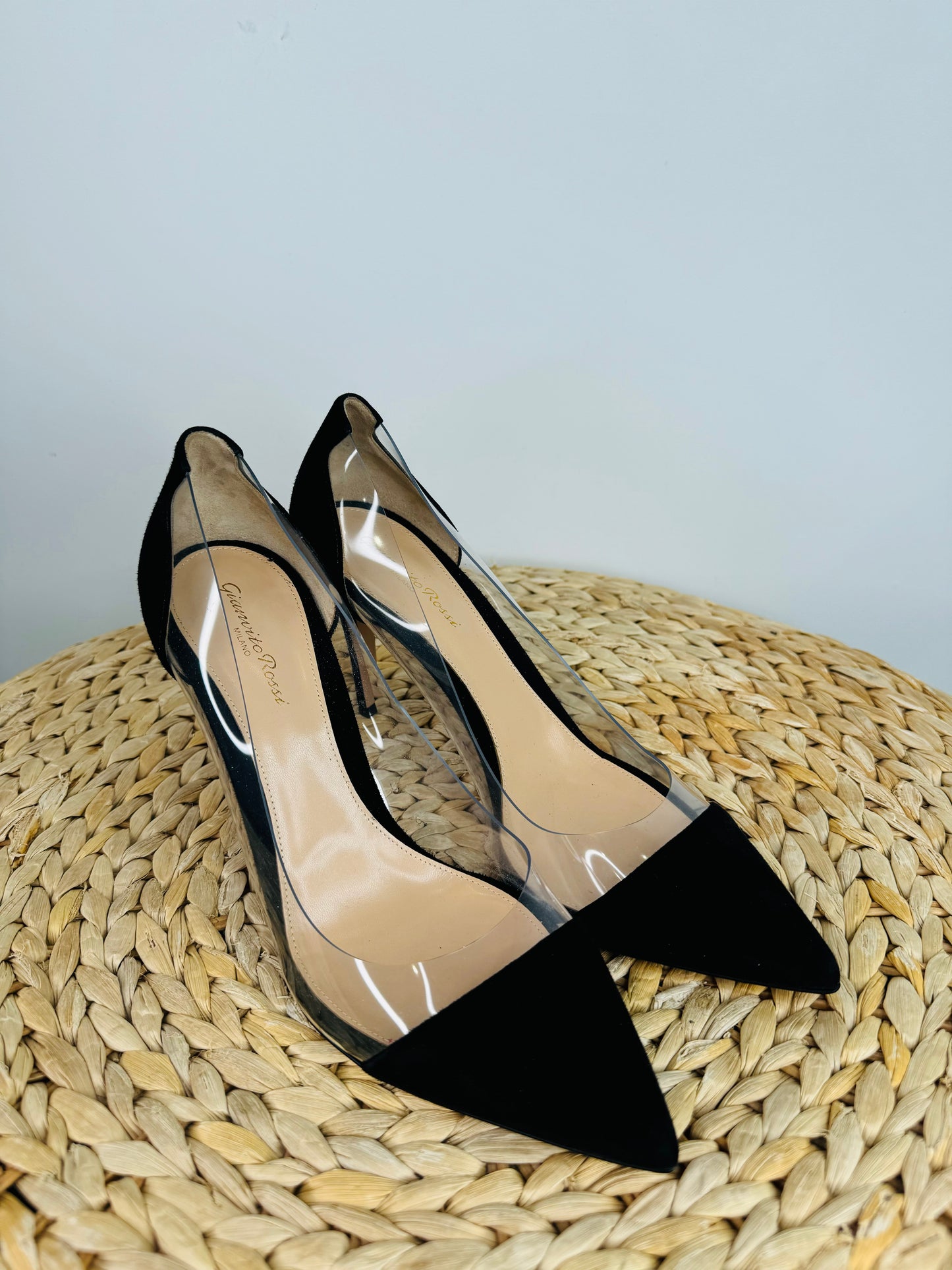 Suede Plexi Heels - Size 41