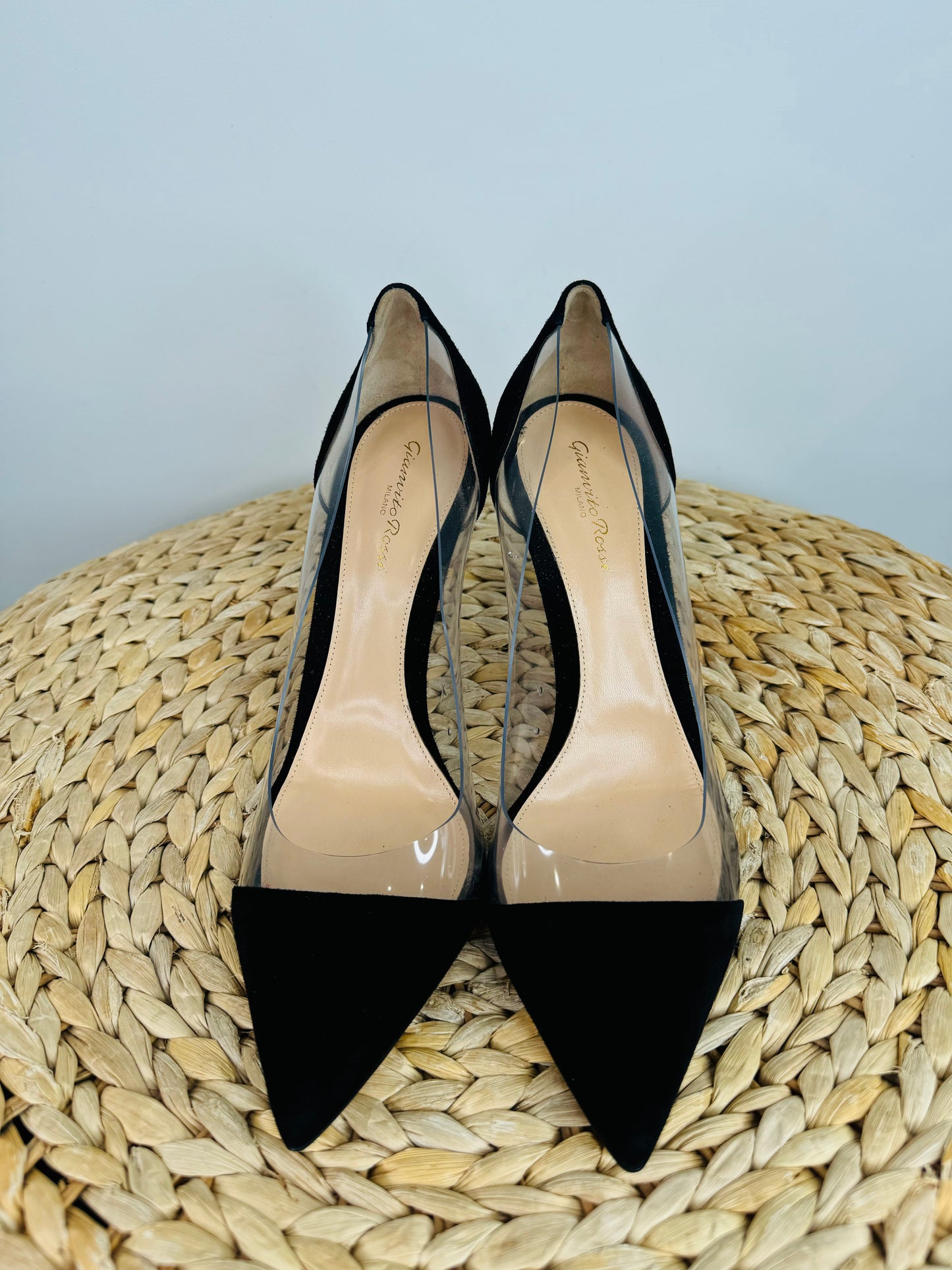 Suede Plexi Heels - Size 41