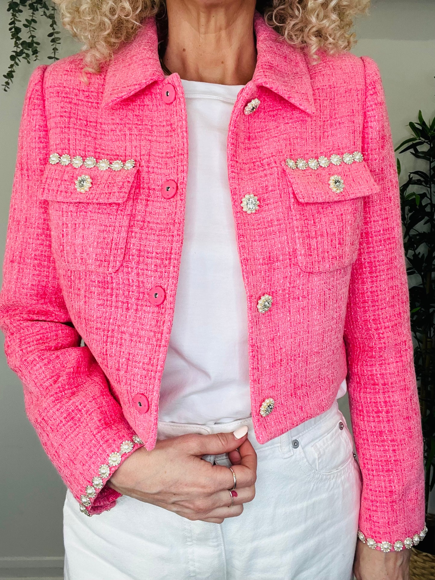 Cropped Boucle Jacket - Size 10