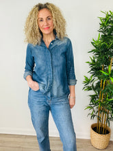 Load image into Gallery viewer, Distressed Denim Shirt - Size 38
