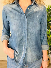 Load image into Gallery viewer, Distressed Denim Shirt - Size 38
