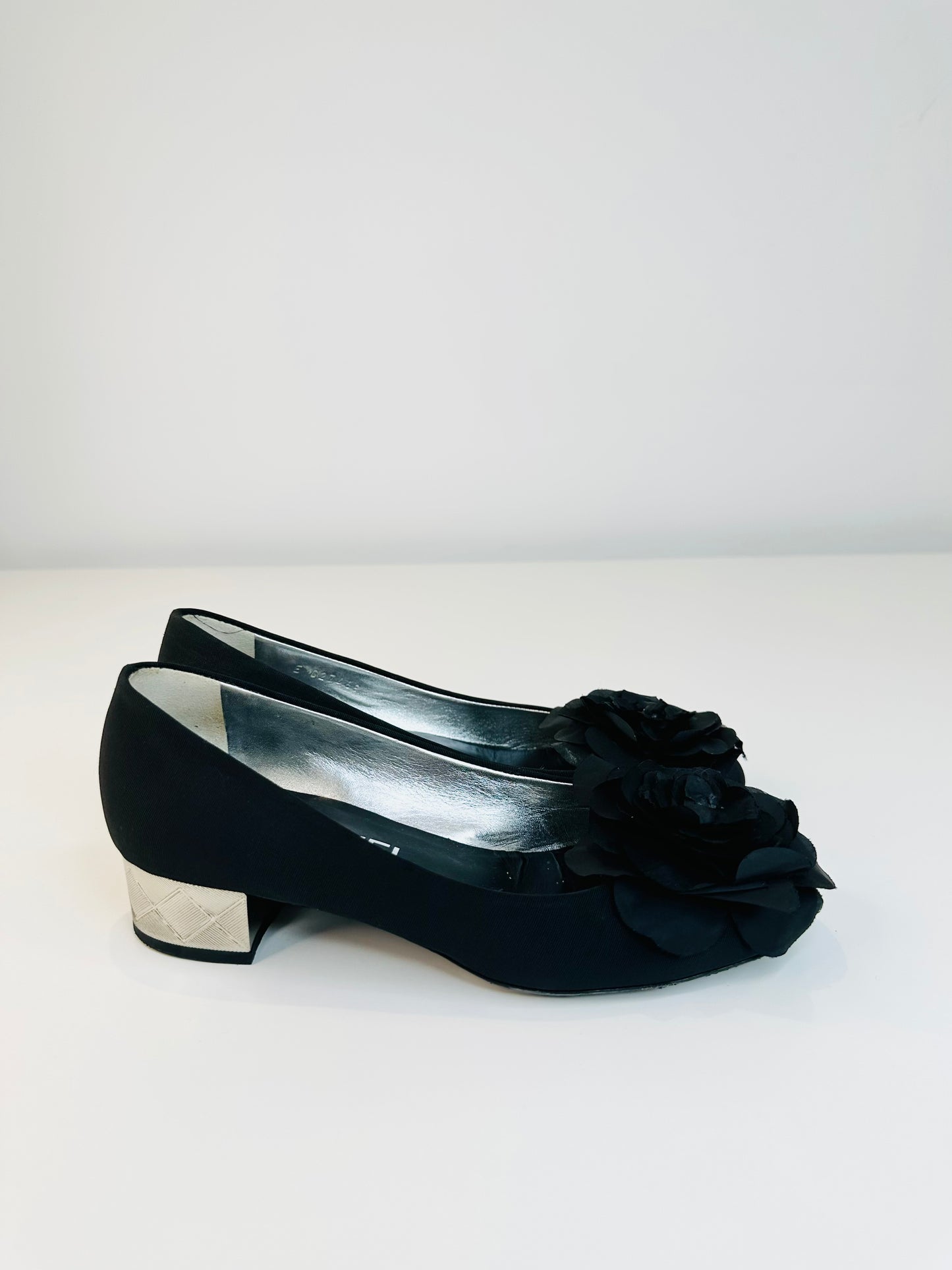 Satin Camellia Pumps - Size 37.5