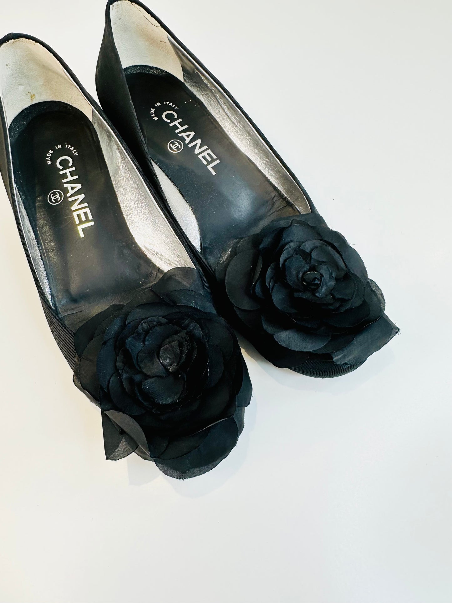 Satin Camellia Pumps - Size 37.5