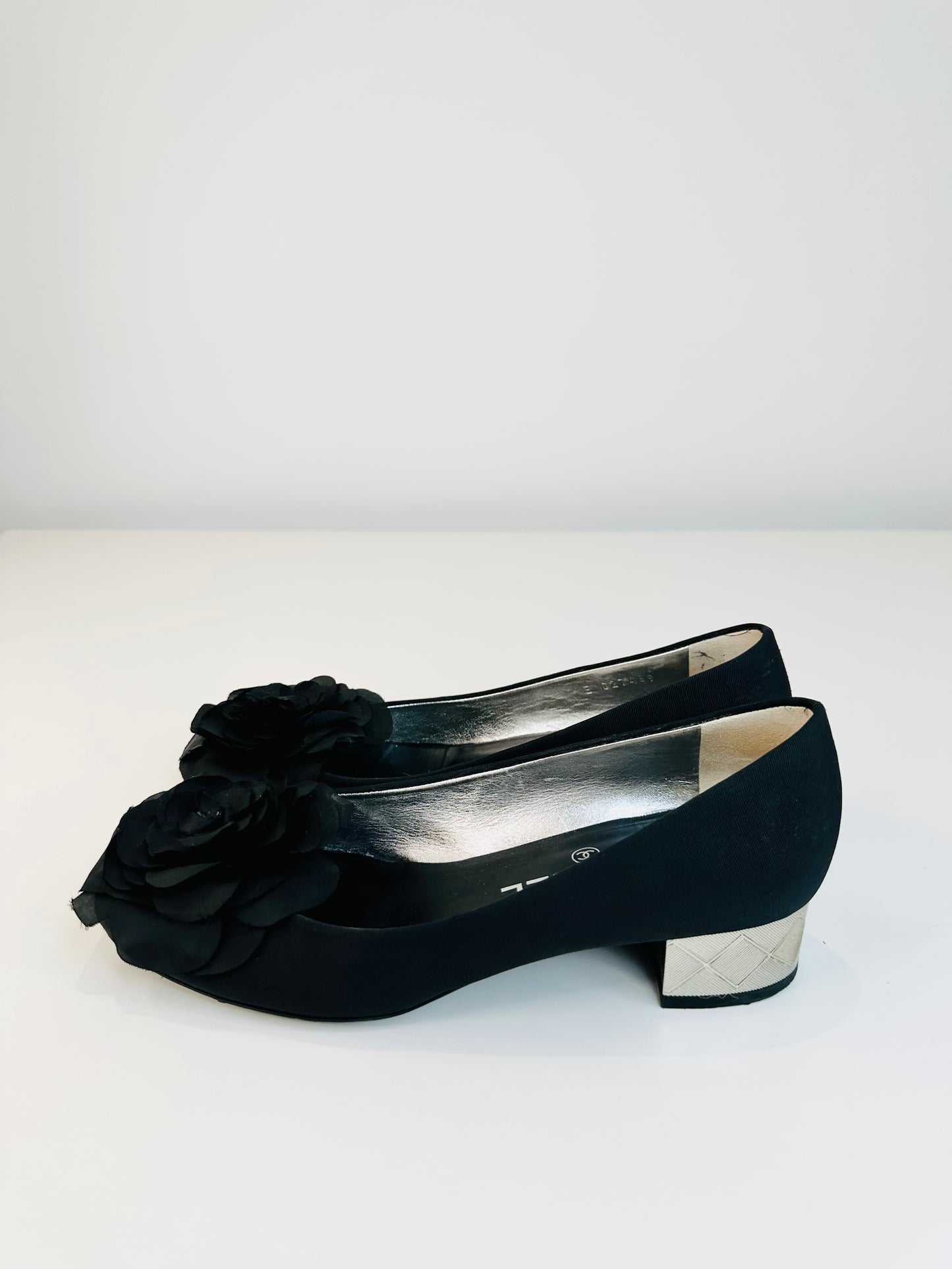 Satin Camellia Pumps - Size 37.5