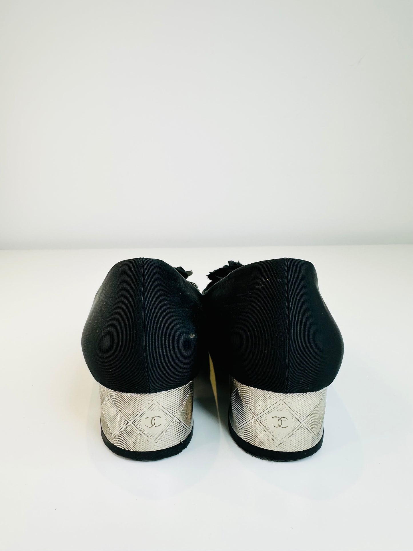 Satin Camellia Pumps - Size 37.5