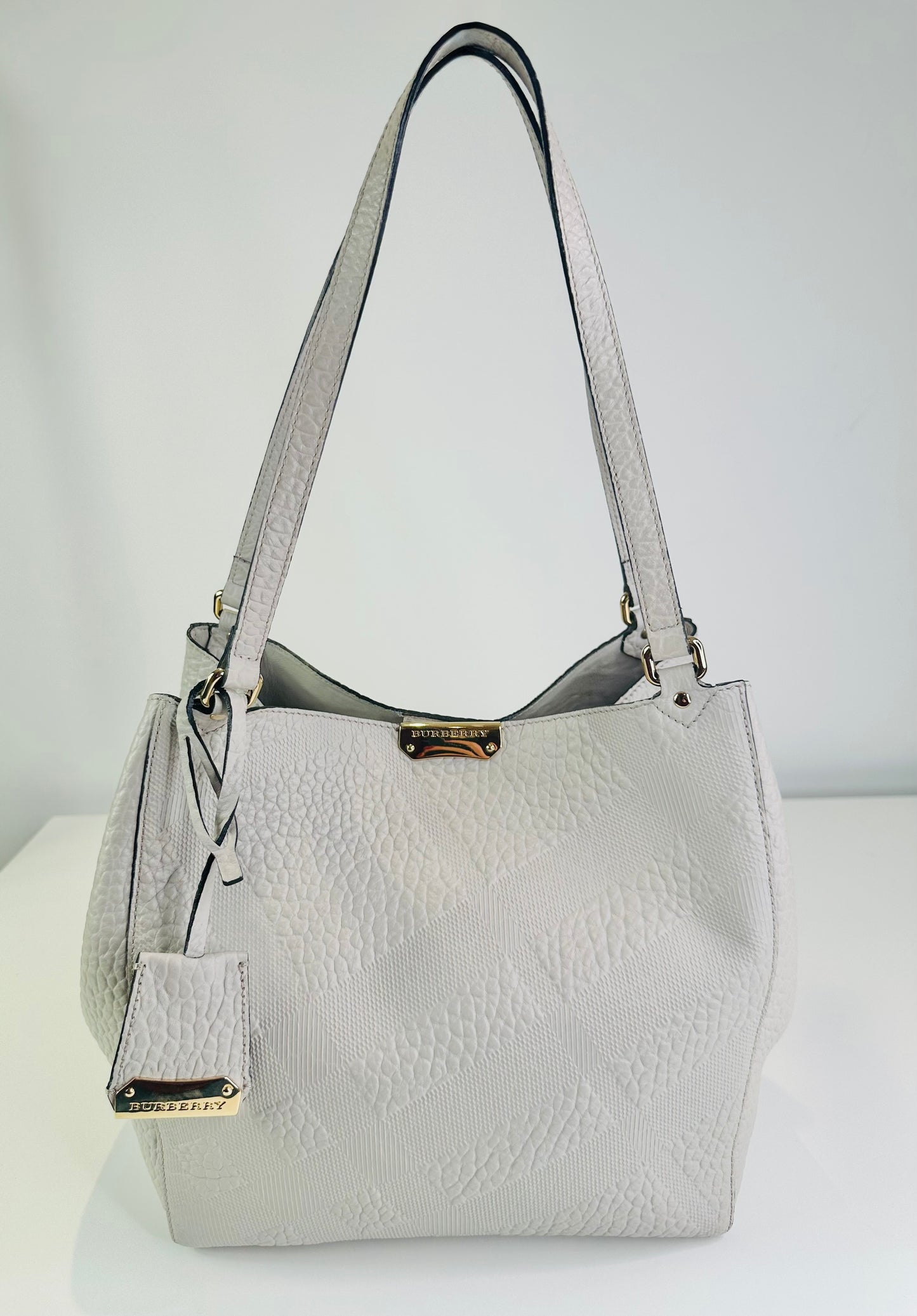 Embossed Check Lather Canterbury Tote Bag